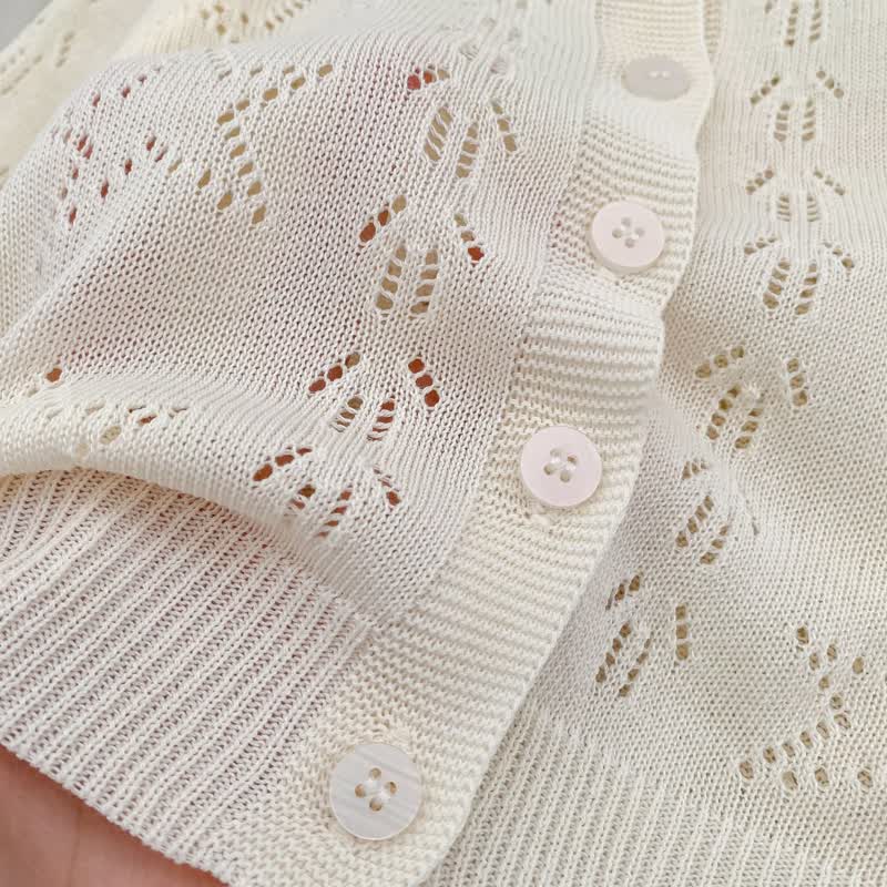 Cardigan girocollo in maglia per bambina - image 7