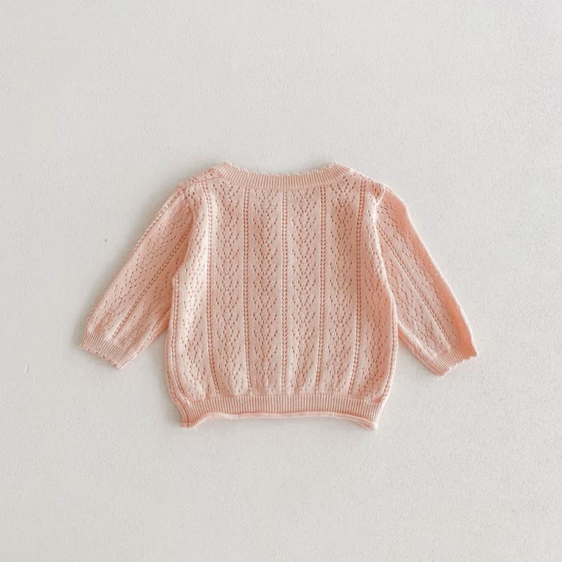 Cardigan girocollo tinta unita per bambina - image 4