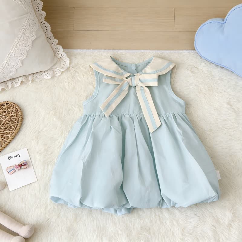 Vestitino blu da bambina con colletto da marinaio. - Blu - 3-4 anni - image 1