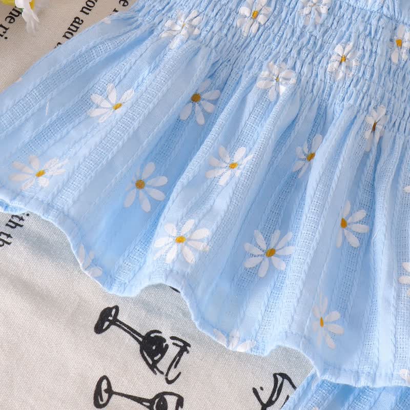 Completo da bambina composto da top con spalline sottili e pantaloni, blu e rosa, due pezzi. - image 7