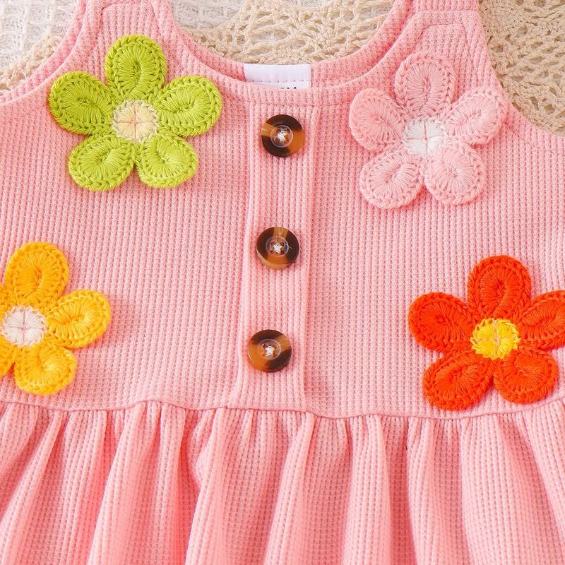 Completo da bambina composto da maglietta a maniche corte con spalline a nido d'ape e pantaloncini rosa con stampa floreale/ciliegia. - image 6