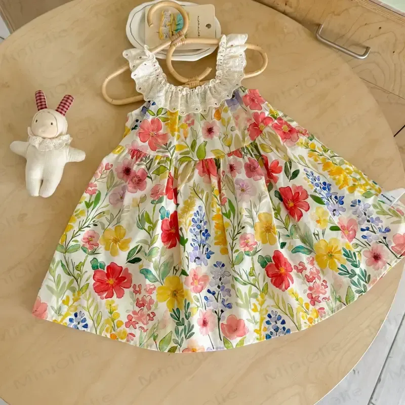 Vestito senza maniche con colletto in pizzo floreale per bambina - Multicolore - 8-9T - image 2
