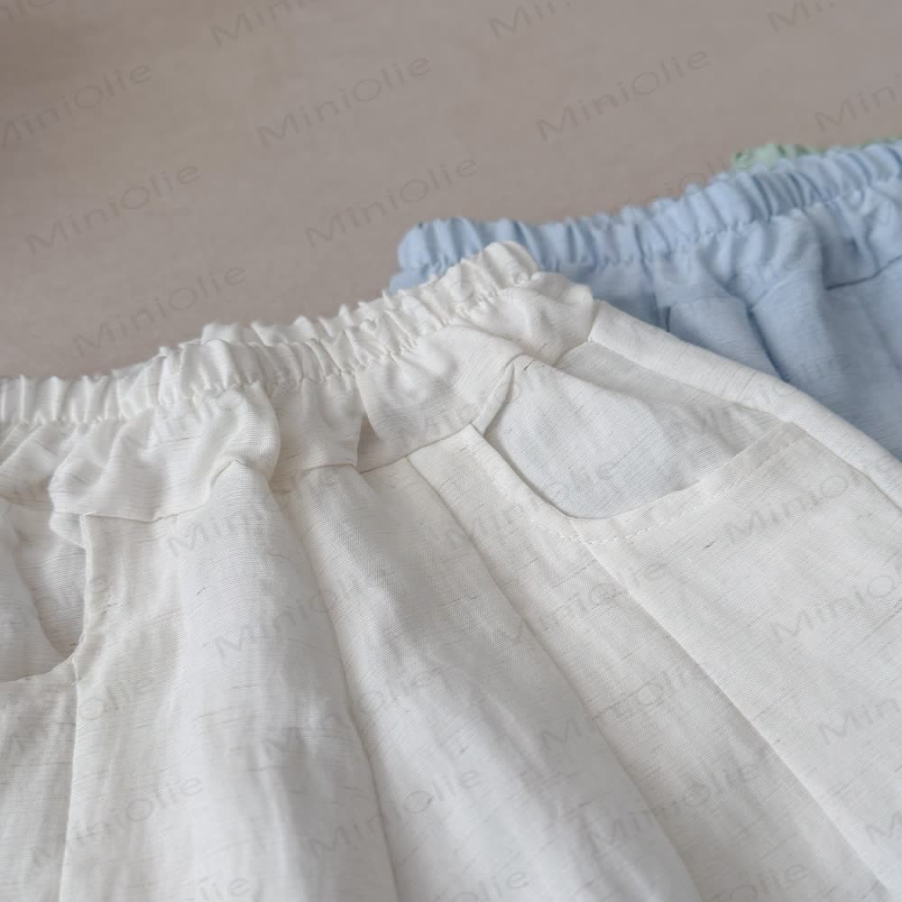 Pantaloni estivi in ​​lino a tinta unita per bambini piccoli - image 7