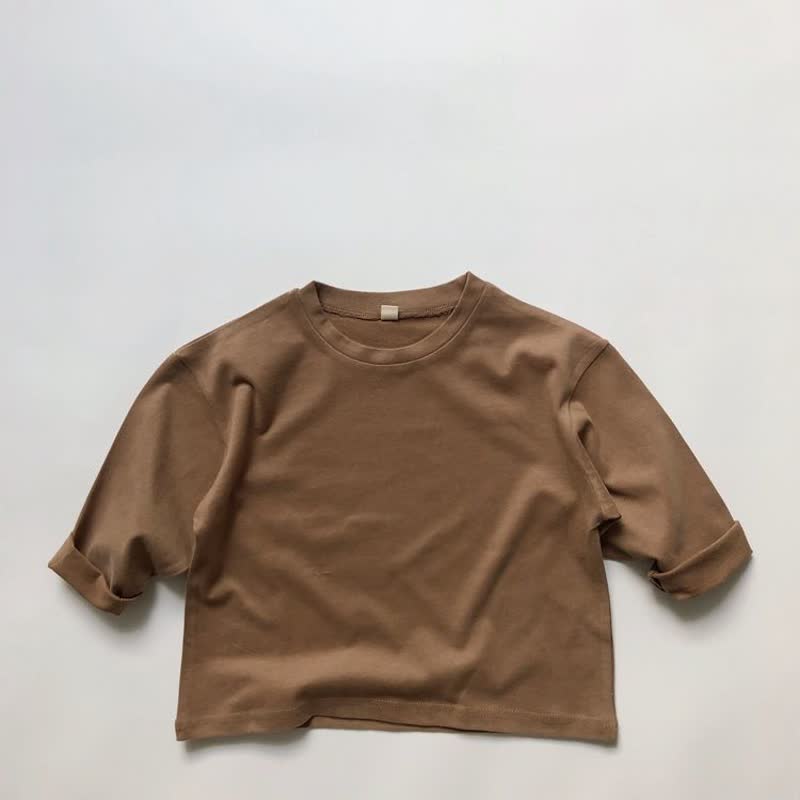 T-shirt casual a girocollo a tinta unita per bambino piccolo - Cachi - 6-7T - image 4