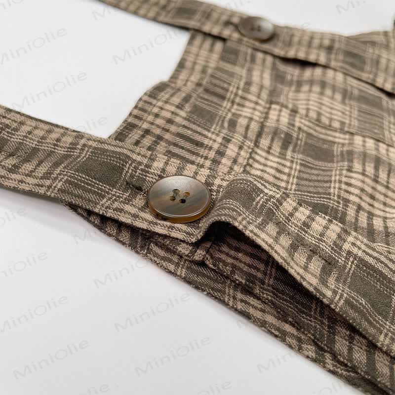 Salopette senza maniche a quadri vintage per neonati e bambini - image 5