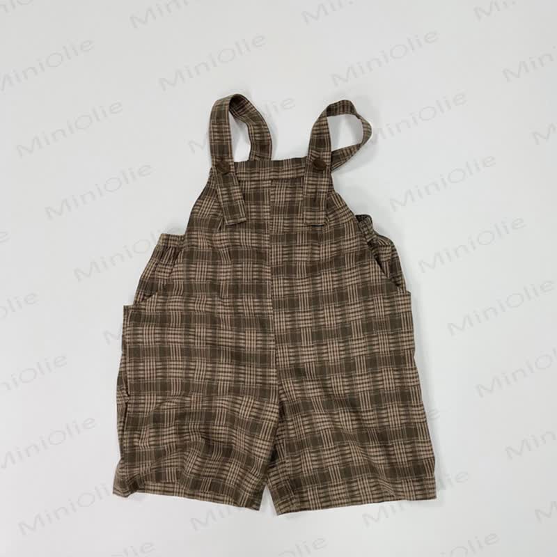 Salopette senza maniche a quadri vintage per neonati e bambini - image 1