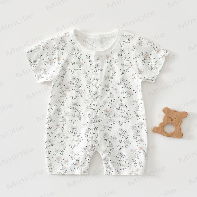 Tutina estiva in morbido cotone a coste per neonati - Margherita beige - 18-24 mesi - image 13