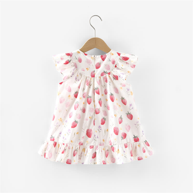 Vestitino senza maniche bianco con stampa di fragole per bambina - image 2