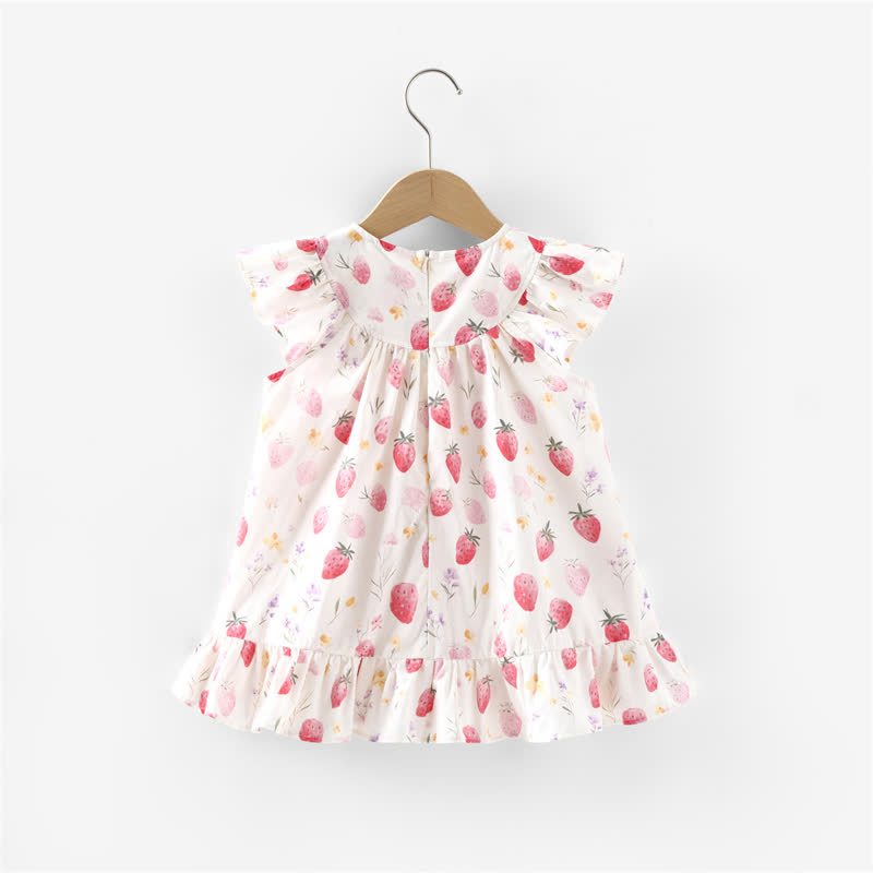 Vestitino senza maniche bianco con stampa di fragole per bambina - image 2