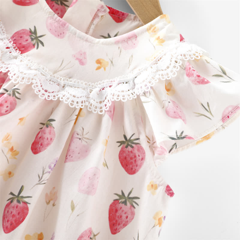 Vestitino senza maniche bianco con stampa di fragole per bambina - image 5