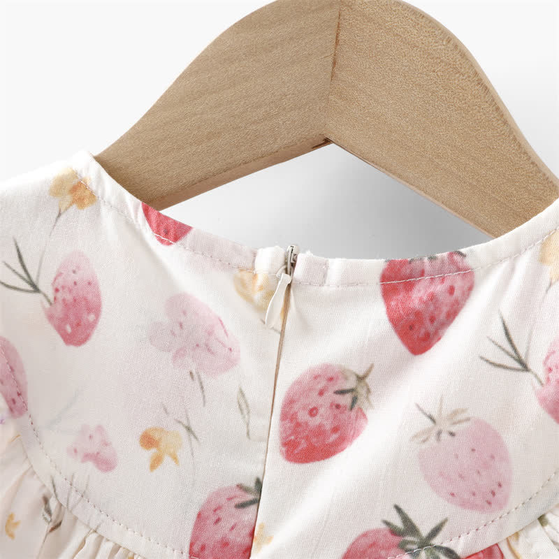 Vestitino senza maniche bianco con stampa di fragole per bambina - image 4