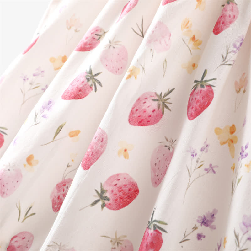 Vestitino senza maniche bianco con stampa di fragole per bambina - image 6