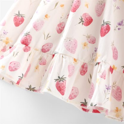 Vestitino senza maniche bianco con stampa di fragole per bambina - image 7