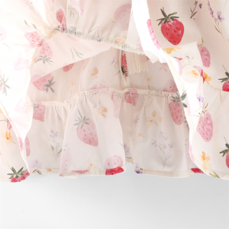 Vestitino senza maniche bianco con stampa di fragole per bambina - image 8