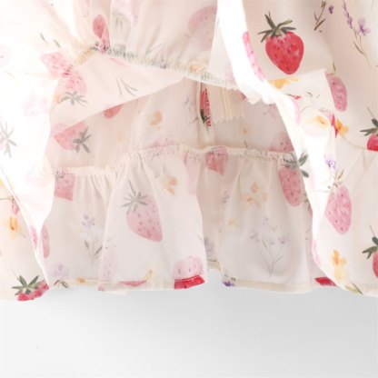Vestitino senza maniche bianco con stampa di fragole per bambina - image 8