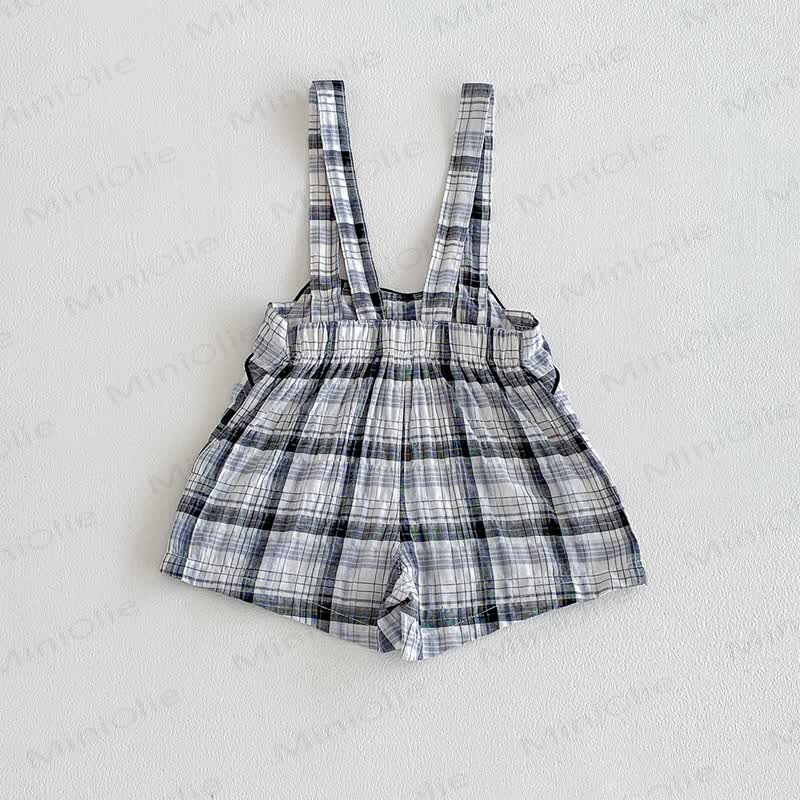 Salopette a quadri vintage per bambini - Grigio - 4-5T - image 3