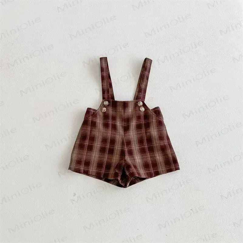 Salopette a quadri vintage per bambini - Marrone - 4-5T - image 2