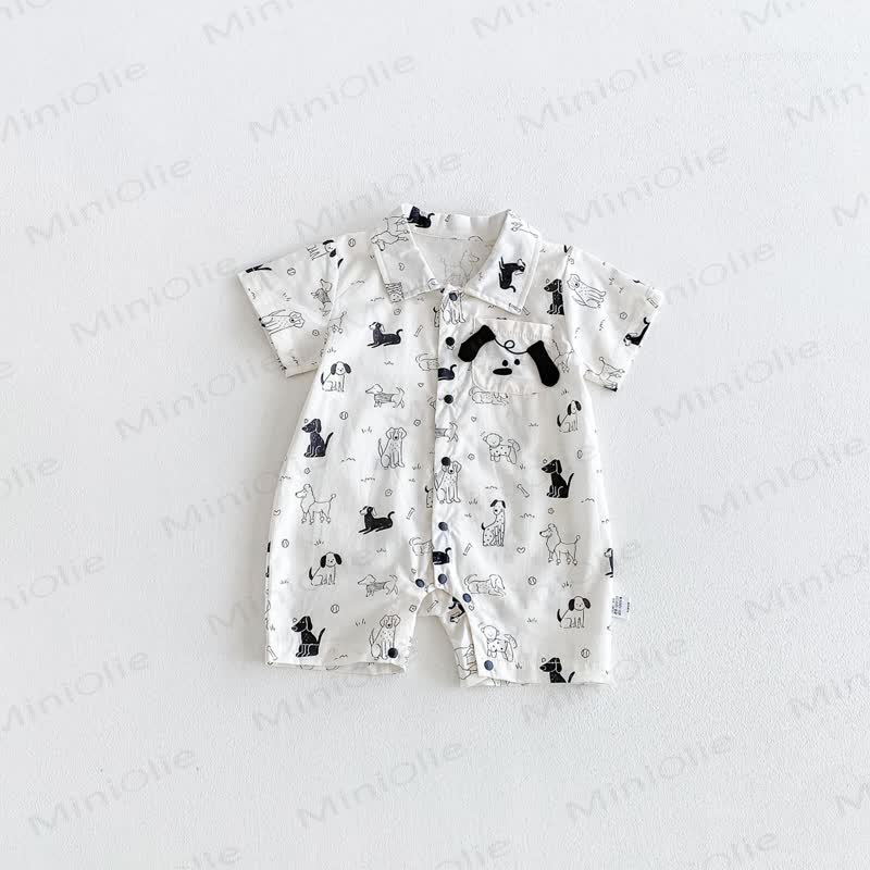 Tutina bianca da neonato con stampa di cuccioli - Bianco - 18-24 mesi - image 2