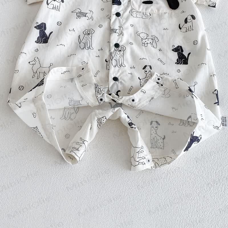 Tutina bianca da neonato con stampa di cuccioli - image 6