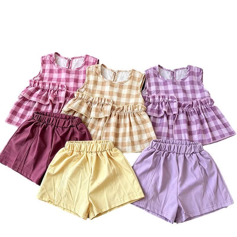 Completo senza maniche a quadri per bambina - image 6