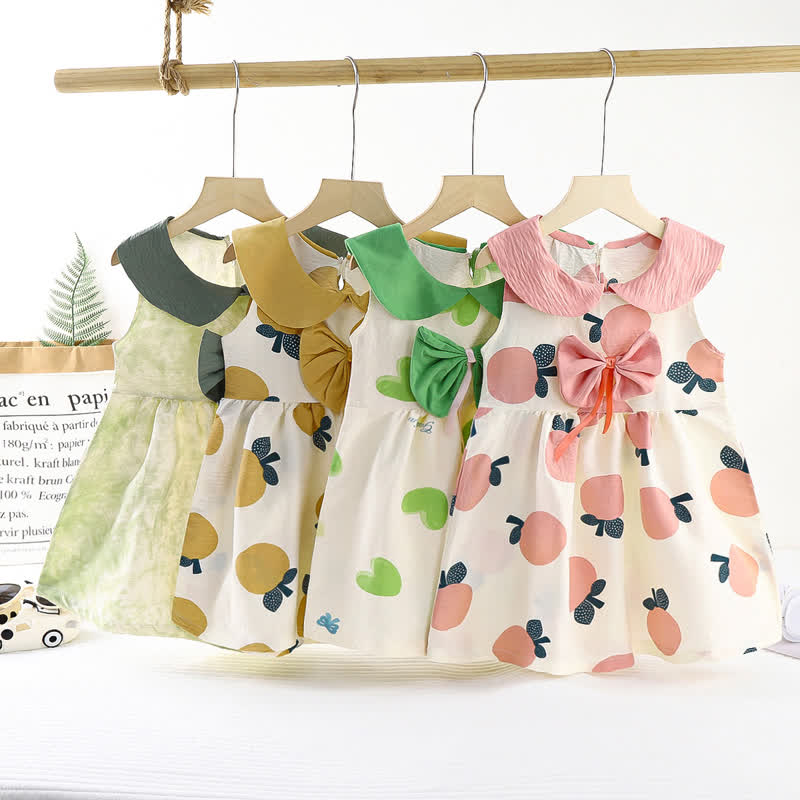 Vestito senza maniche con fiocco e colletto Peter Pan per bambina - image 1