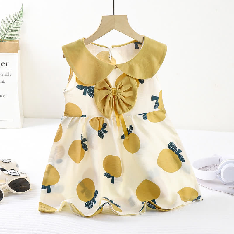 Vestito senza maniche con fiocco e colletto Peter Pan per bambina - Giallo - 8-9T - image 4