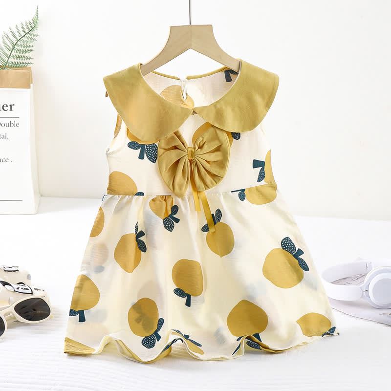 Vestito senza maniche con fiocco e colletto Peter Pan per bambina - Giallo - 8-9T - image 4
