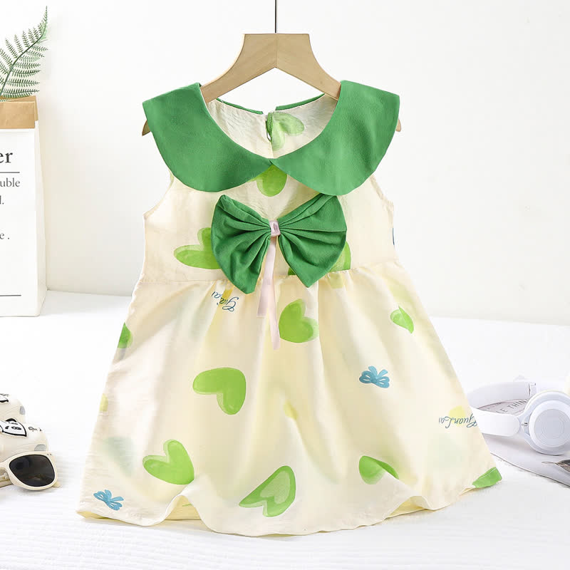 Vestito senza maniche con fiocco e colletto Peter Pan per bambina - Verde chiaro - 8-9T - image 2