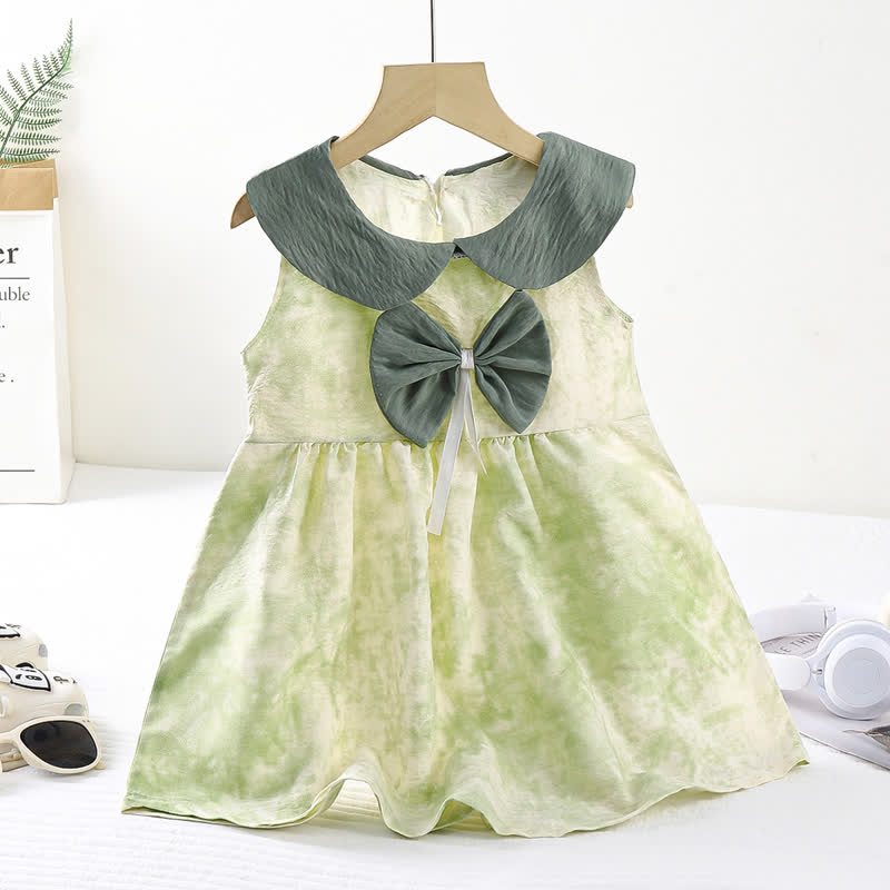 Vestito senza maniche con fiocco e colletto Peter Pan per bambina - Verde scuro - 8-9T - image 5