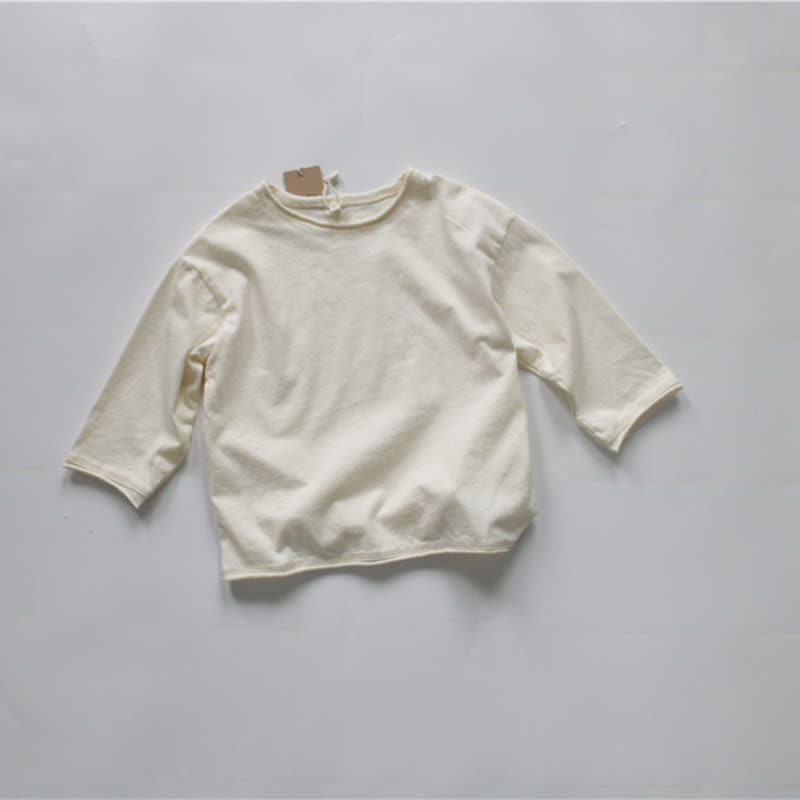 Maglietta a maniche lunghe girocollo a tinta unita per neonato/a - Beige - 6-7T - image 2