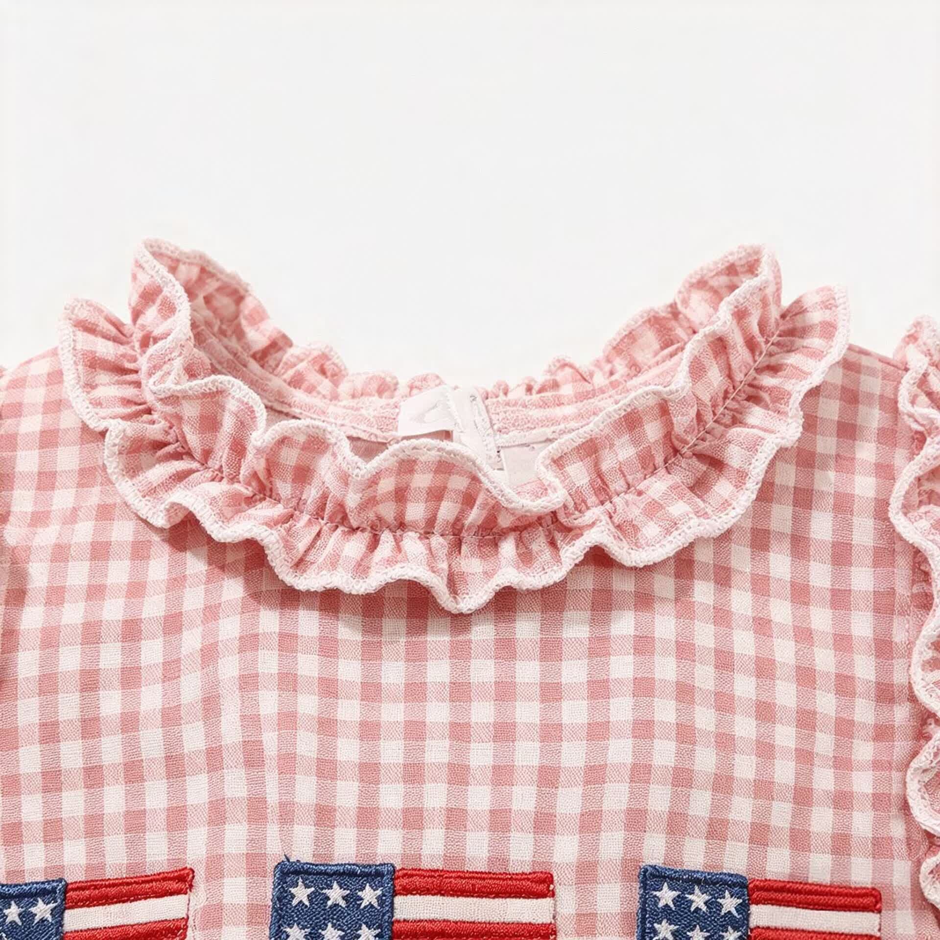 Completo senza maniche a quadretti rosa per bambina - image 3