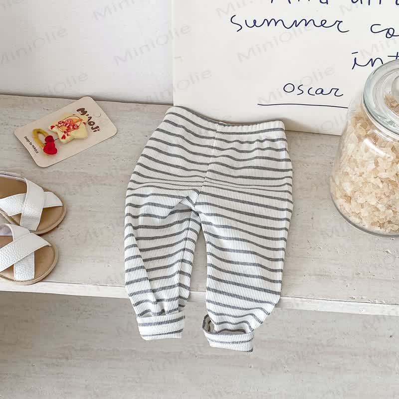 Leggings a coste a righe per bambina - Grigio - 18-24 mesi - image 4