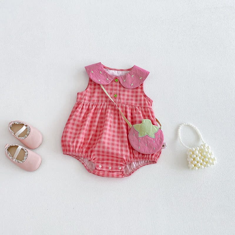 Body/vestitino senza maniche rosa a quadri con colletto Peter Pan per bambina - Tutina rosa - 18-24 mesi - image 2