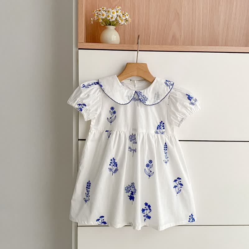 Vestito bianco a fiori per bambina con colletto Peter Pan - Bianco - 6-7T - image 2