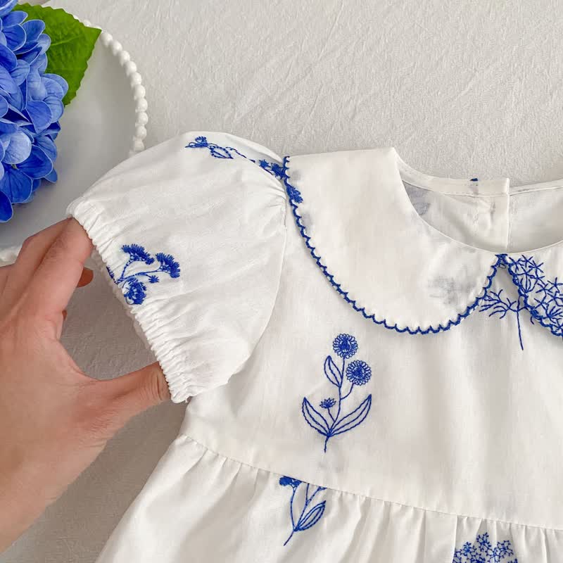 Vestito bianco a fiori per bambina con colletto Peter Pan - image 6