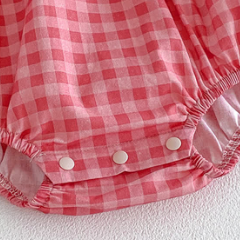 Body/vestitino senza maniche rosa a quadri con colletto Peter Pan per bambina - image 8