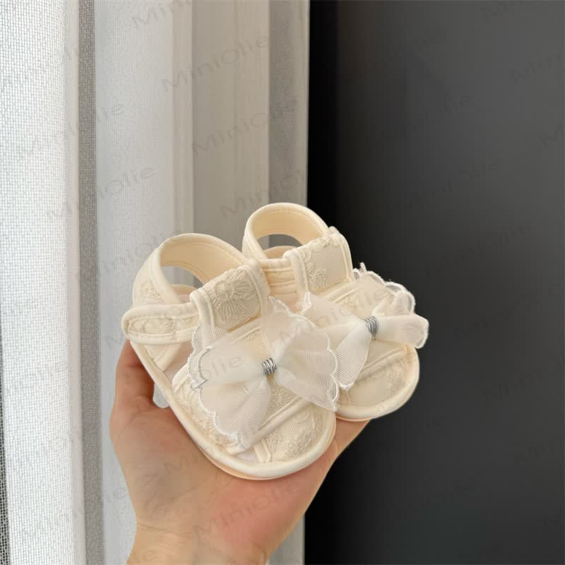 Scarpine da bambina in cotone con fiocco - Beige - 10-13M - image 1