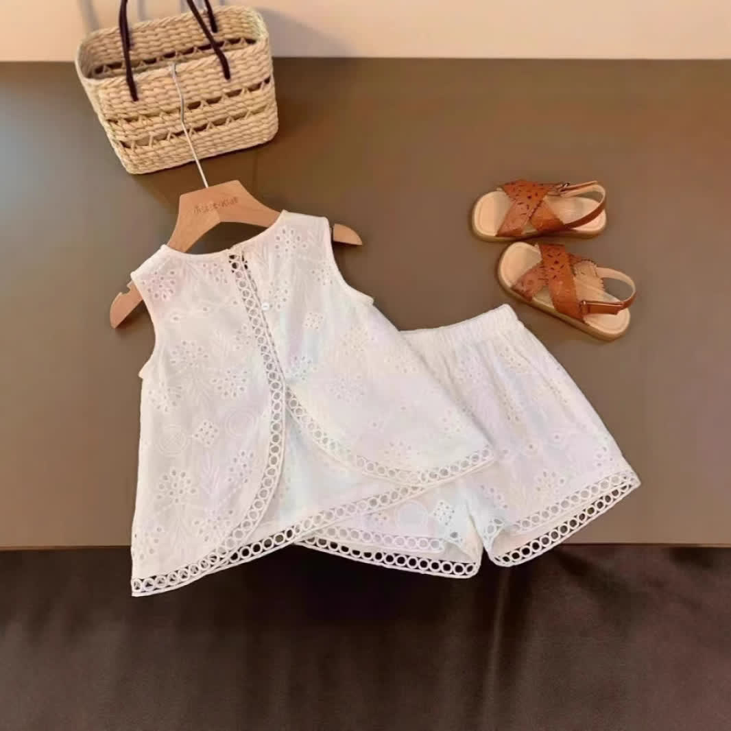 Completo bianco senza maniche per bambina - Bianco - 9-10T - image 1