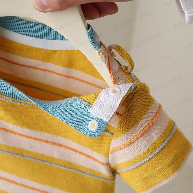 Completo da 2 pezzi Baby Banana Puppy Collection con salopette e maglietta a righe. - image 6