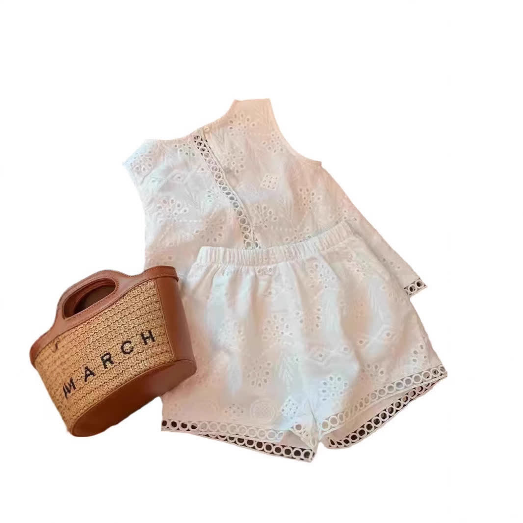 Completo bianco senza maniche per bambina - image 3