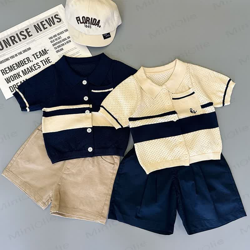 Polo a maglia aperta o pantaloncini a tinta unita per bambini piccoli - image 1
