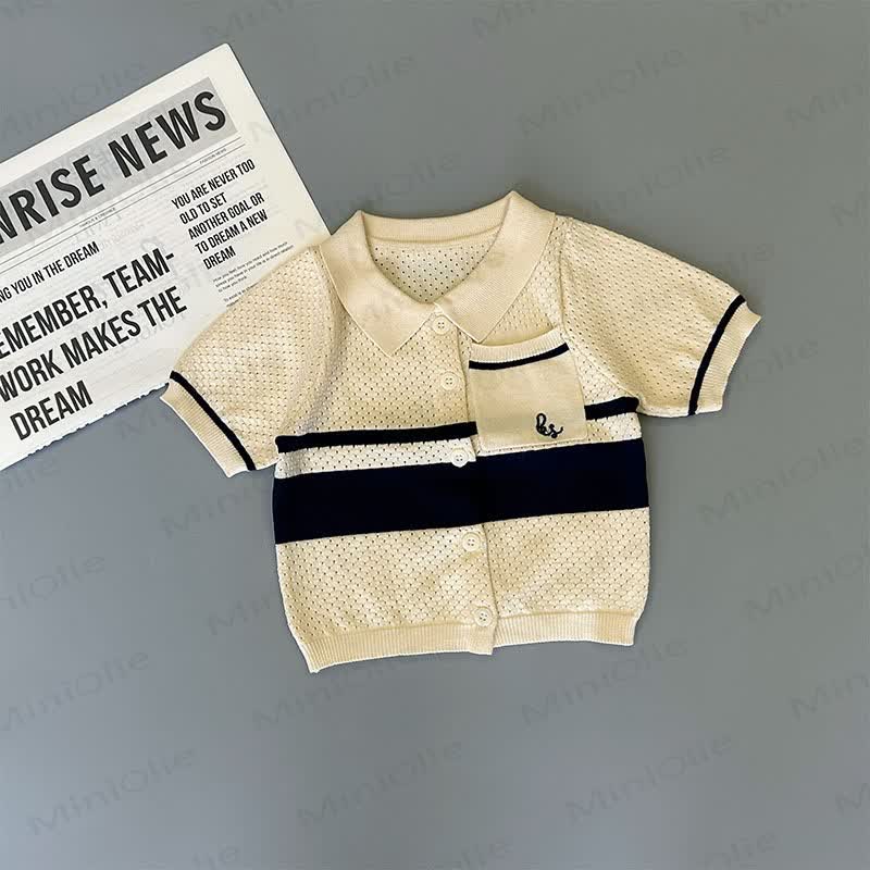 Polo a maglia aperta o pantaloncini a tinta unita per bambini piccoli - Beige - 4-5T - image 2
