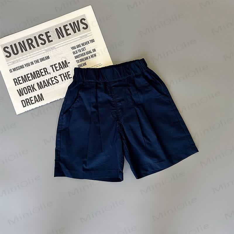 Polo a maglia aperta o pantaloncini a tinta unita per bambini piccoli - Pantaloncini blu navy - 4-5T - image 4