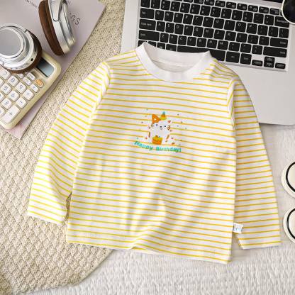 T-shirt in cotone a maniche raglan/a righe con stampa a cartoni animati per neonati e bambini piccoli - Gatto a strisce gialle - 6-7T - image 7