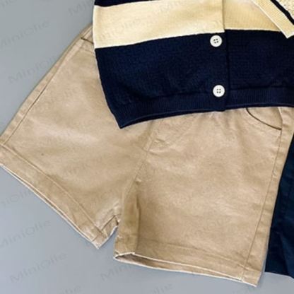Polo a maglia aperta o pantaloncini a tinta unita per bambini piccoli - Cachi - 4-5T - image 5