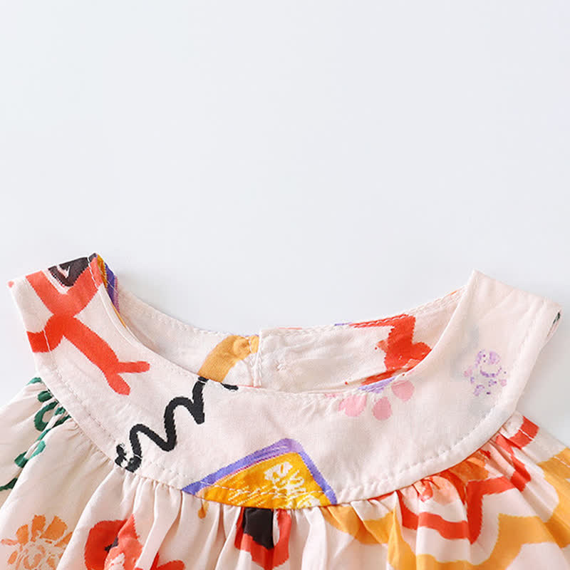 Abito senza maniche per bambina con stampa artistica/floreale - image 6