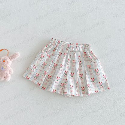 Pantaloncini a righe con stampa floreale per neonate e bambine. - Floreale bianco - 4-5T - image 3
