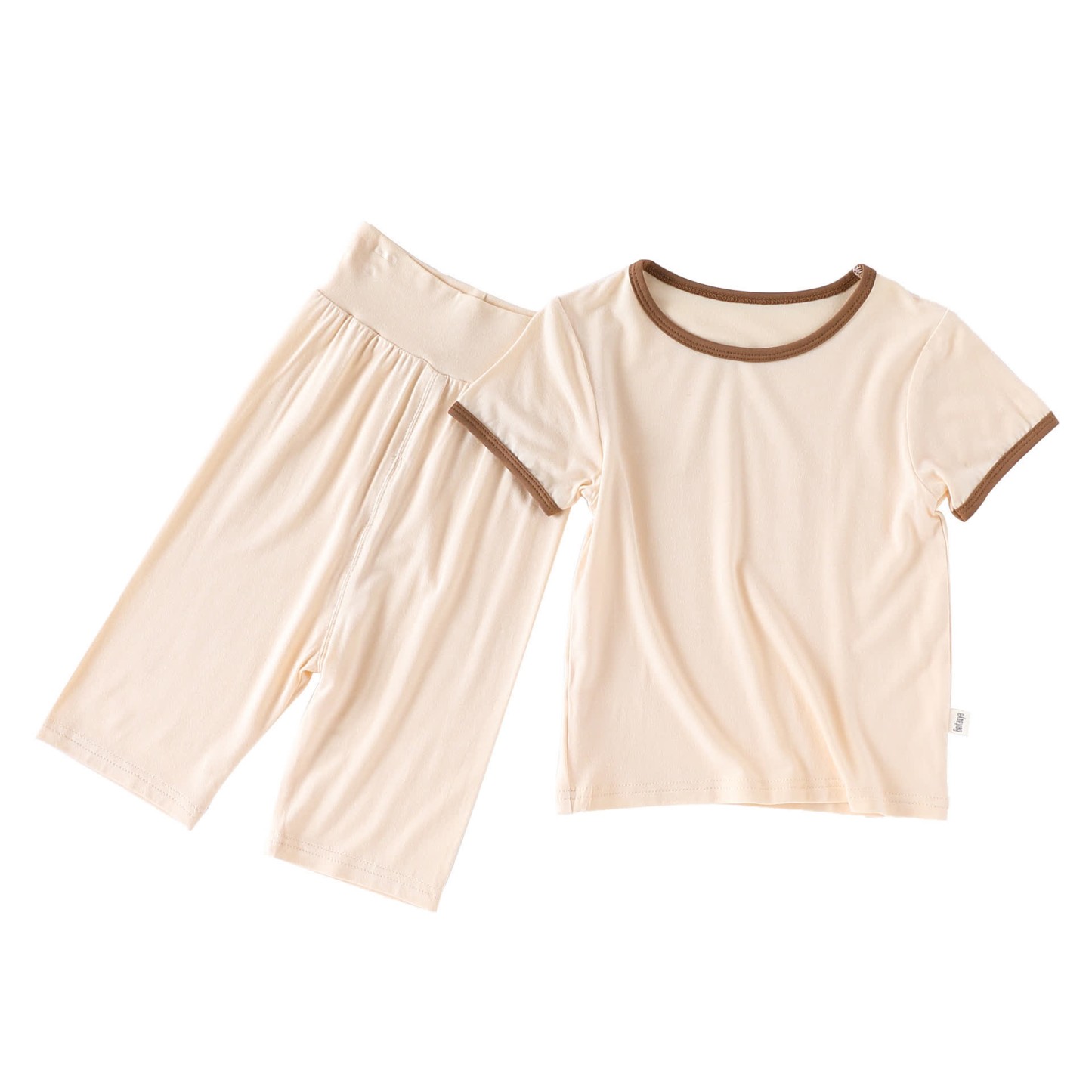 Completo per neonato/bambino a maniche corte in tinta unita - Beige - 4-5T - image 4