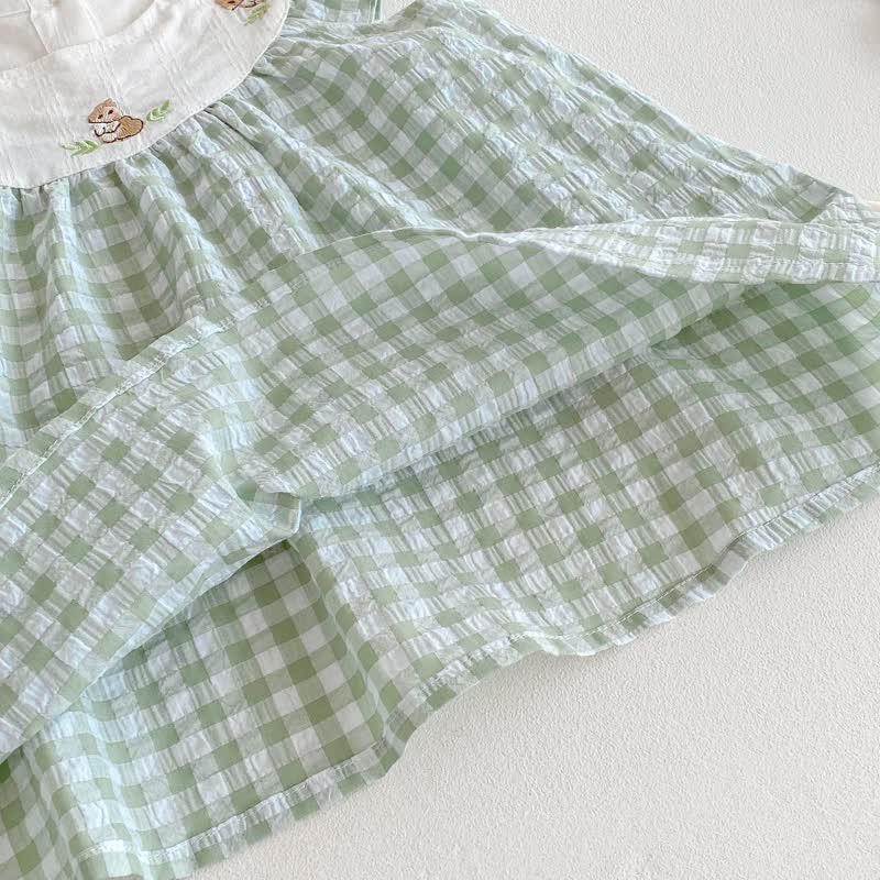 Body/vestitino senza maniche a quadretti verdi con coniglietto per bambina - image 12