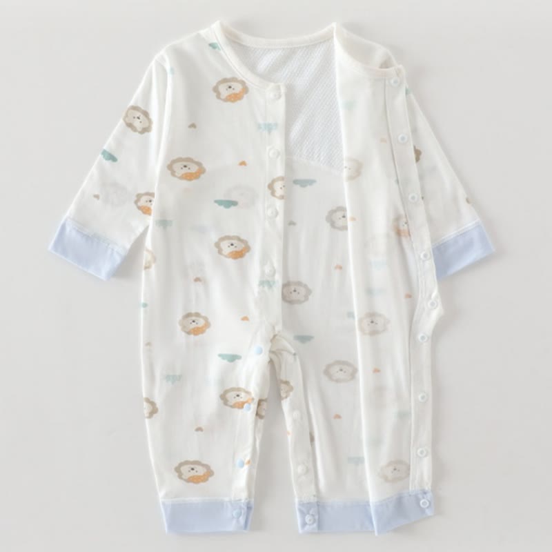 Tutina pigiamino bianco per neonati con stampa animalier - image 4